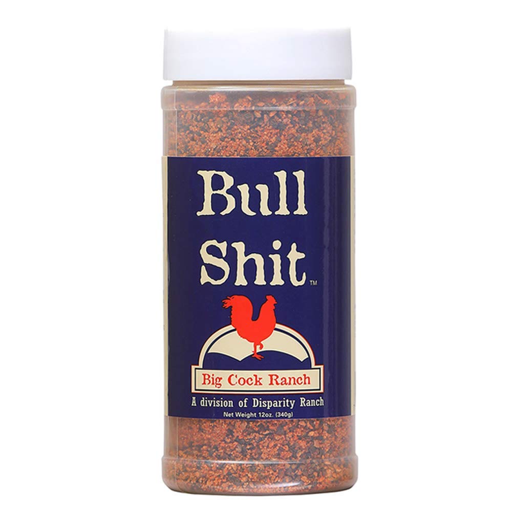 Big Cock Ranch Bull Shit Steak Seasoning bottle enhances ribeye flavor for grilling