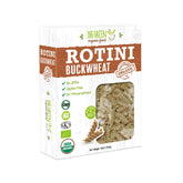 Big Green Organic Food buckwheat rotini packaging shows 100% buckwheat and gluten-free promise.