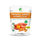 Big Green Organic Food sweet potato sticks in package, gluten-free snack for lunchboxes.