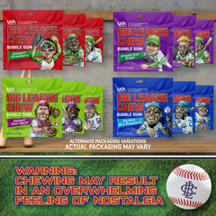 Big League Chew blue raspberry flavor packet showcased for bright aroma and refreshment.