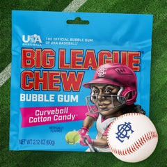 Big League Chew Curveball Cotton Candy Gum stay-fresh pouch seals flavor for later enjoyment.