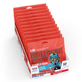Big League Chew Fruit Punch front label highlights shredded texture for quick chewing.