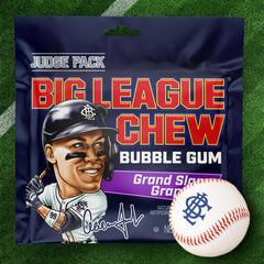 Big League Chew Ground Ball Grape closeup highlights a bold grape flavor.