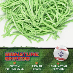 Big League Chew Sour Apple bubble captures nostalgic dugout vibes.