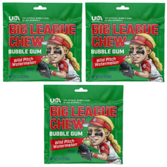 Big League Chew Watermelon Bubble Gum packaging shown for easy, mess-free team snacking.