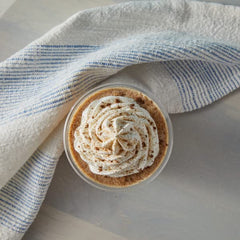 Hot chai made with Big Train Vanilla Chai Latte mix, steam rising from cup.