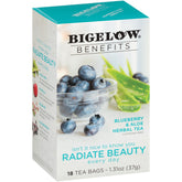 Bigelow Benefits Radiate Beauty Blueberry Tea cup, soothing caffeine-free moment