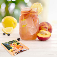 Bigelow Botanicals Peach Lemonade tea sachet ready to flavor water on the go.