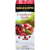 Bigelow Cranberry Apple Herbal Tea Bags box showcases 28-count packaging