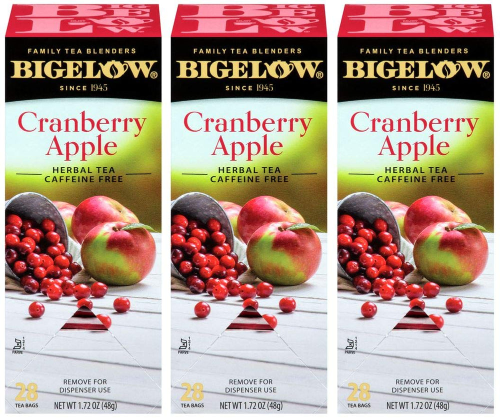 Bigelow Cranberry Apple tea bags front view for cozy home brewing