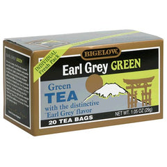 Bigelow Earl Grey Green Tea box with 20 tea bags for a calming afternoon ritual