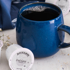 Bigelow Earl Grey K-Cups display highlighting convenient single-serve brewing