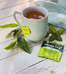Mint leaves close up highlighting fresh aroma for Bigelow Green Tea with Mint.