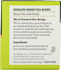 Bigelow Green Tea with Peach aroma steam inviting unwind