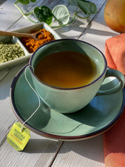 Bigelow Matcha Green Tea with Turmeric foil-wrapped tea bags preserve freshness and aroma