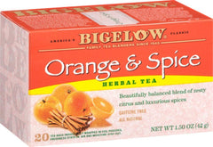Bigelow Orange and Spice Tea pack-2 bags, naturally caffeine-free and gluten-free.