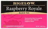 Bigelow Raspberry Royale tea bags in foil pouches preserve freshness for travel.