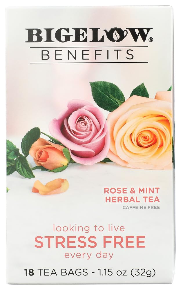 Bigelow Rose Mint Decaf Tea Bag ready to brew a soothing moment.