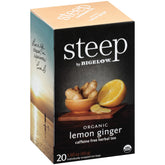 Bigelow Steep Lemon Ginger Tea cup with citrus aroma for a refreshing moment