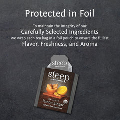 Bigelow Steep Lemon Ginger Tea foil pouch seals flavor for on-the-go brewing