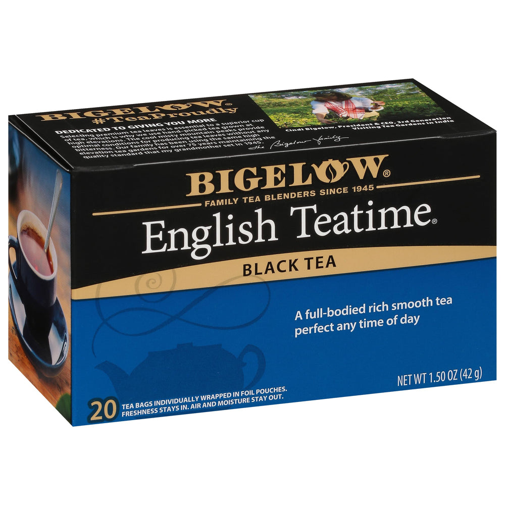Bigelow English Teatime Black Tea box for a bold morning cup.
