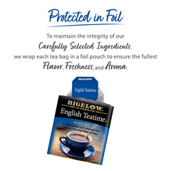 Bigelow English Teatime 120-count box shown for daily tea ritual.