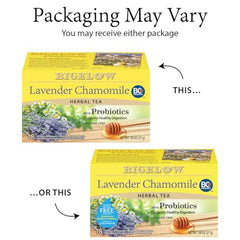 Six-box pack of Bigelow Lavender Chamomile Plus Probiotics for convenient stock