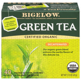 Bigelow Organic Decaffeinated Green Tea box with 40 bags for daily use