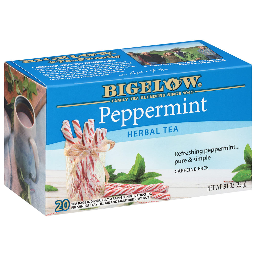 Bigelow Peppermint Tea bags ready to brew for gentle digestion