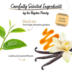 Bigelow Vanilla Caramel Black Tea bags packaging preserves peak flavor and aroma.