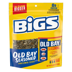 BIGS Old Bay sunflower seeds bag front highlighting bold flavor for game-day snacking