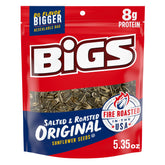 BIGS Sunflower Seeds Salted Roasted Original packaging with resealable bags for easy snacking.