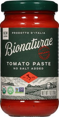 Bionaturae tomato paste label—organic quality enhances natural tomato flavor in sauces.