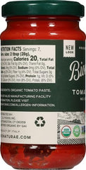 Bionaturae tomato paste jar back—clear ingredient list for confident, quick weeknight meals.
