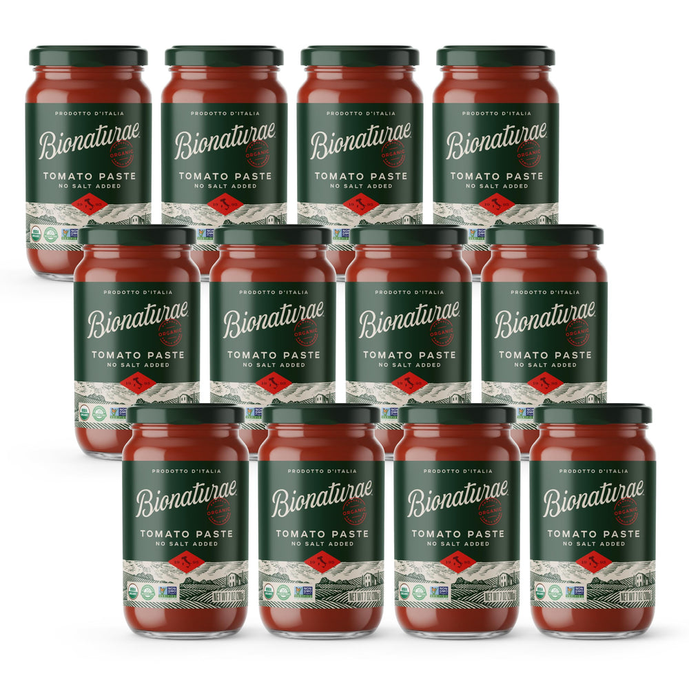 Bionaturae tomato paste jar front offers authentic Italian flavor for sauces.