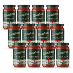 Bionaturae tomato paste jar front offers authentic Italian flavor for sauces.