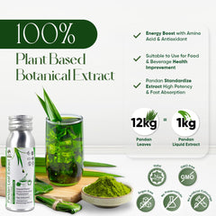 BIONUTRICIA EXTRACT Pandan leaves closeup, authentic leaves for natural flavor.