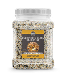 Birch & Meadow Everything Bagel Seasoning in a square jar for easy pantry storage