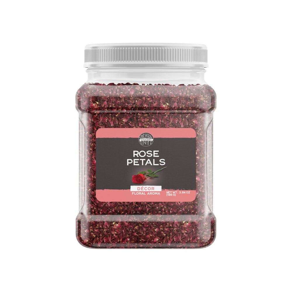 Birch & Meadow rose petals in a resealable jar for easy storage and culinary use.