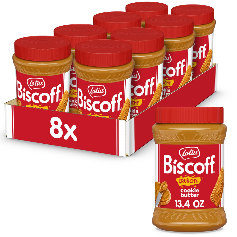 Biscoff Crunchy Cookie Butter Spread jar with cookie chunks for toast