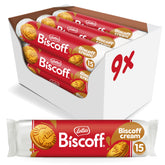 Lotus Biscoff sandwich cookies pack shown for convenient nine-pack sharing