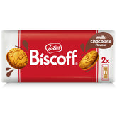 Biscoff sandwich cookie with milk chocolate cream, ideal for sharing.