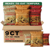 Bitetuoso Tempura Oyster Mushrooms Mini Pack packaging close-up, ready-to-serve party snack.