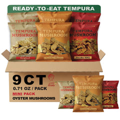 Bitetuoso Tempura Oyster Mushrooms Mini Pack packaging close-up, ready-to-serve party snack.