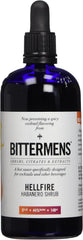 Bittermens Hellfire bottle close-up highlighting spicy, balanced flavors for cocktails.