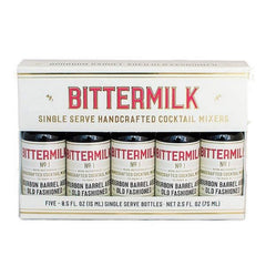Bittermilk No.1 old fashioned kit packaging highlights five-pack convenience.