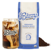 Bizzy Organic Cold Brew coarse ground beans ready for smooth extraction