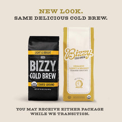Bizzy Organic Cold Brew micro-sifted grinds designed for clean, balanced cold brew.