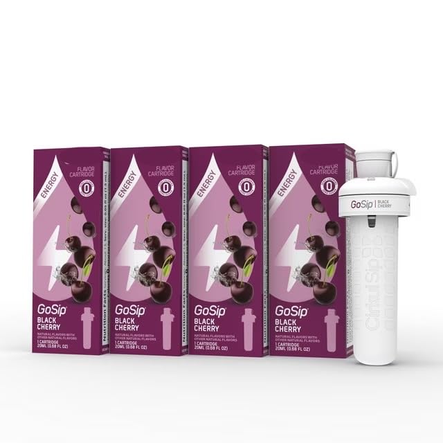 Black Cherry Cartridges Original, pack of four showing zero calories and no sugar.
