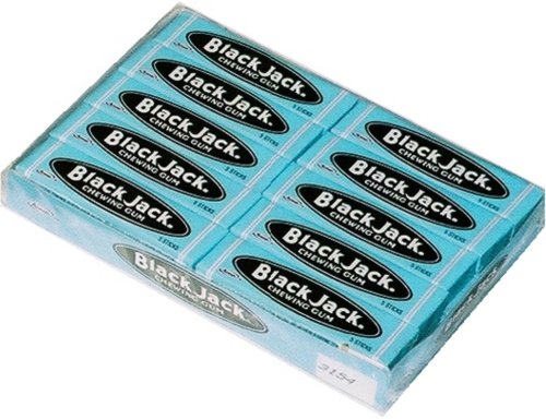 Black Jack Gum 20 ct package displaying nostalgic licorice flavor for quick refreshment.